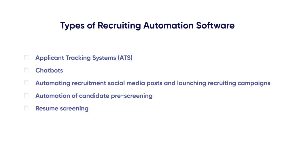 Picture with text describing types of headhunting automation software